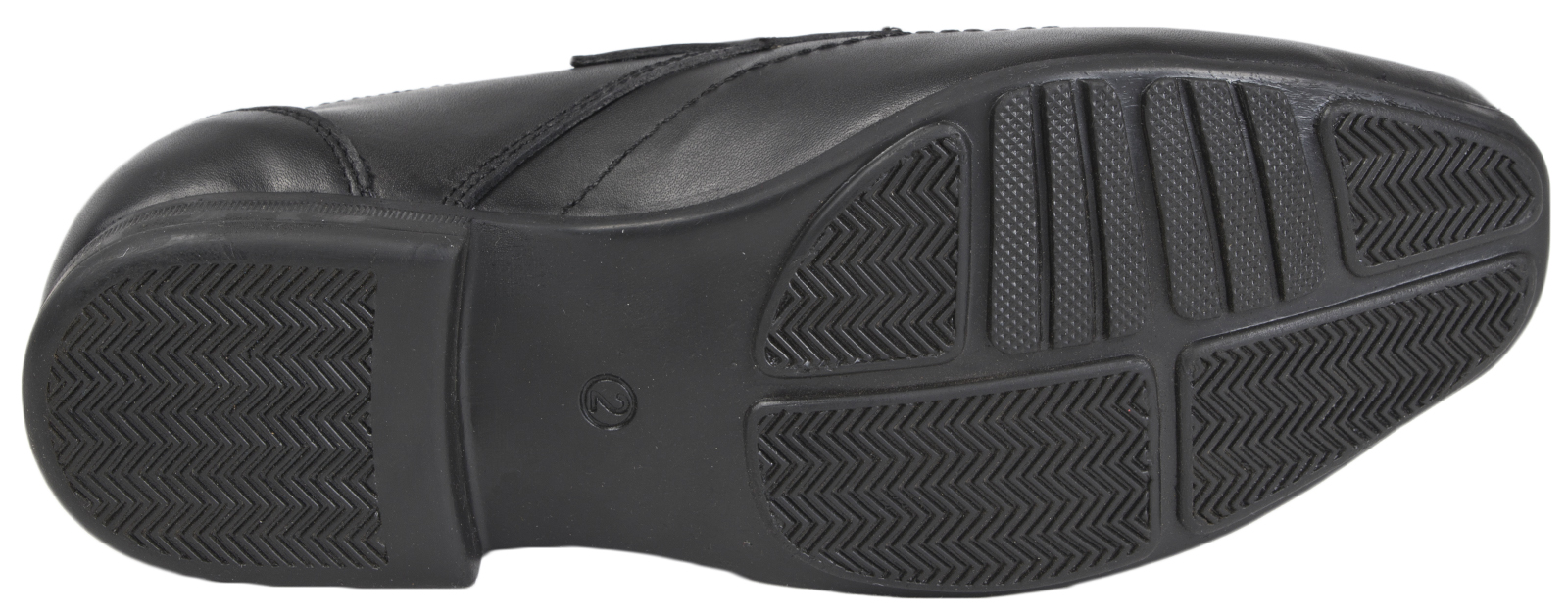 BMS black school shoes boys three strap leather sole view