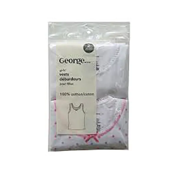 George school vests 5 pack girls white 100% cotton vests