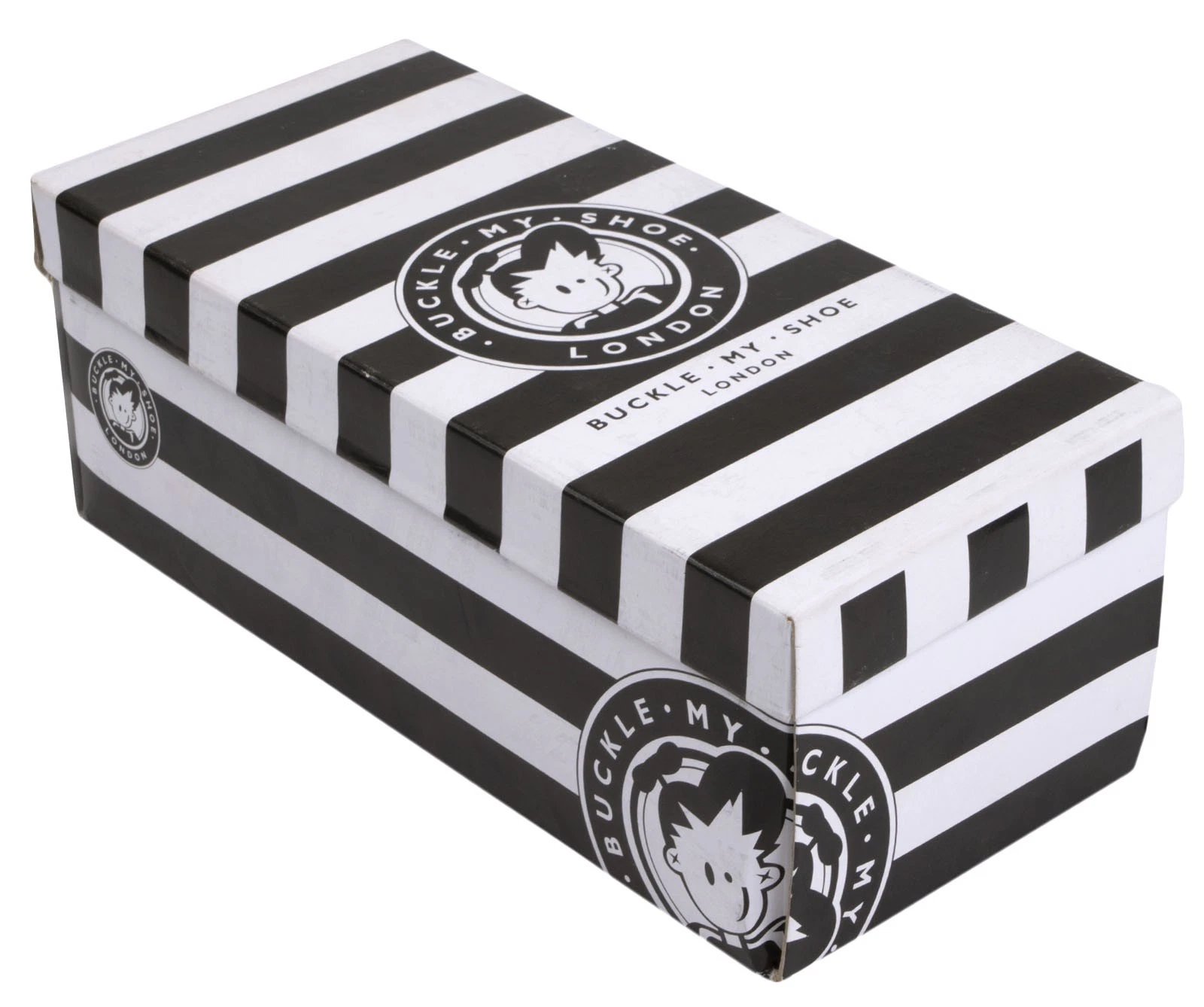 Bms school shoes boys three strap black and white striped box