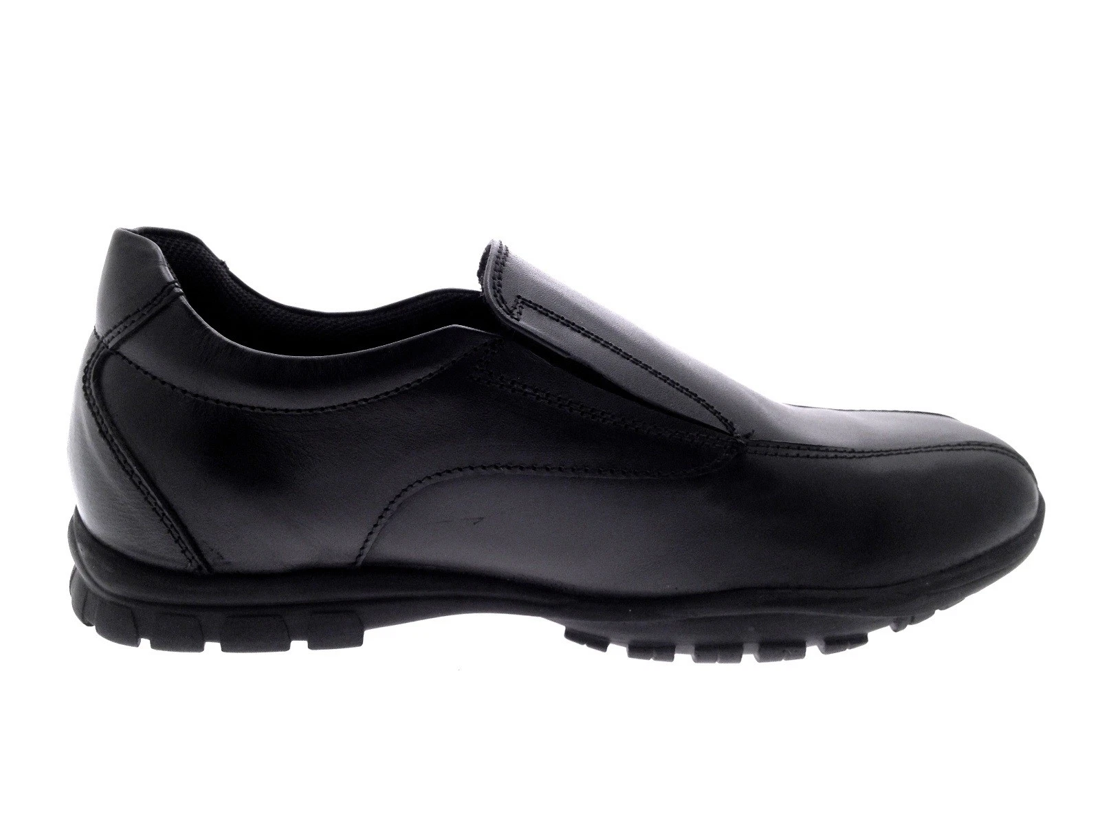 BMS black school shoe for boys with three-strap fastening design