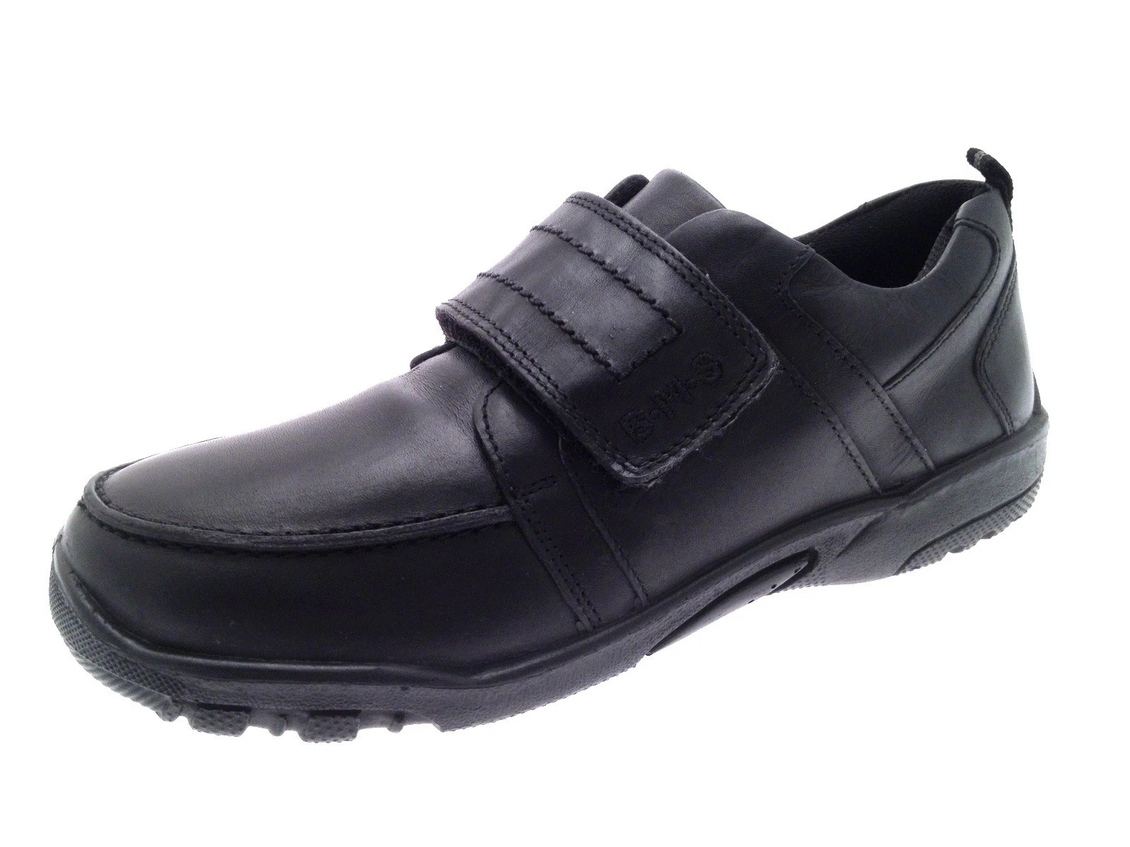 BMS black boys school shoe with three-strap fastening system