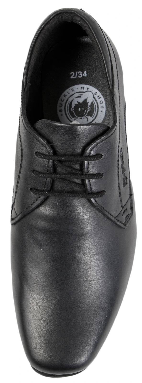 BMS black leather school shoes for boys with lace fastening