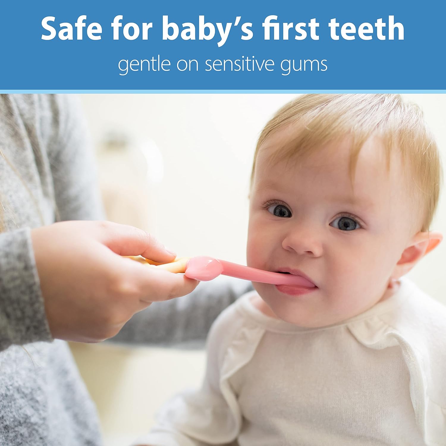 Dr Brown's pink flamingo toddler toothbrush for first teeth