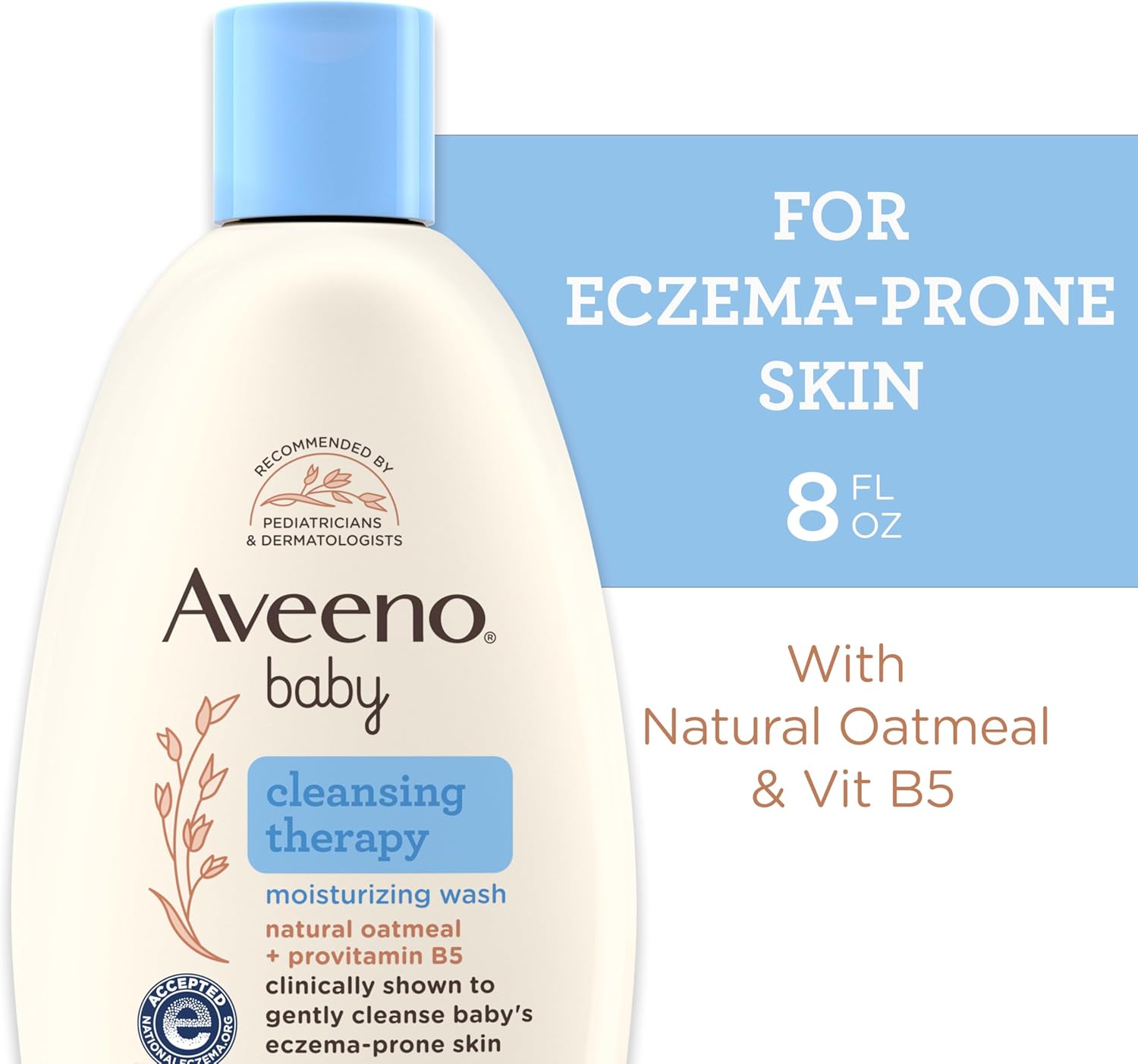 Aveeno Baby Cleansing Therapy Moisturizing Wash 8 fl oz bottle with blue cap