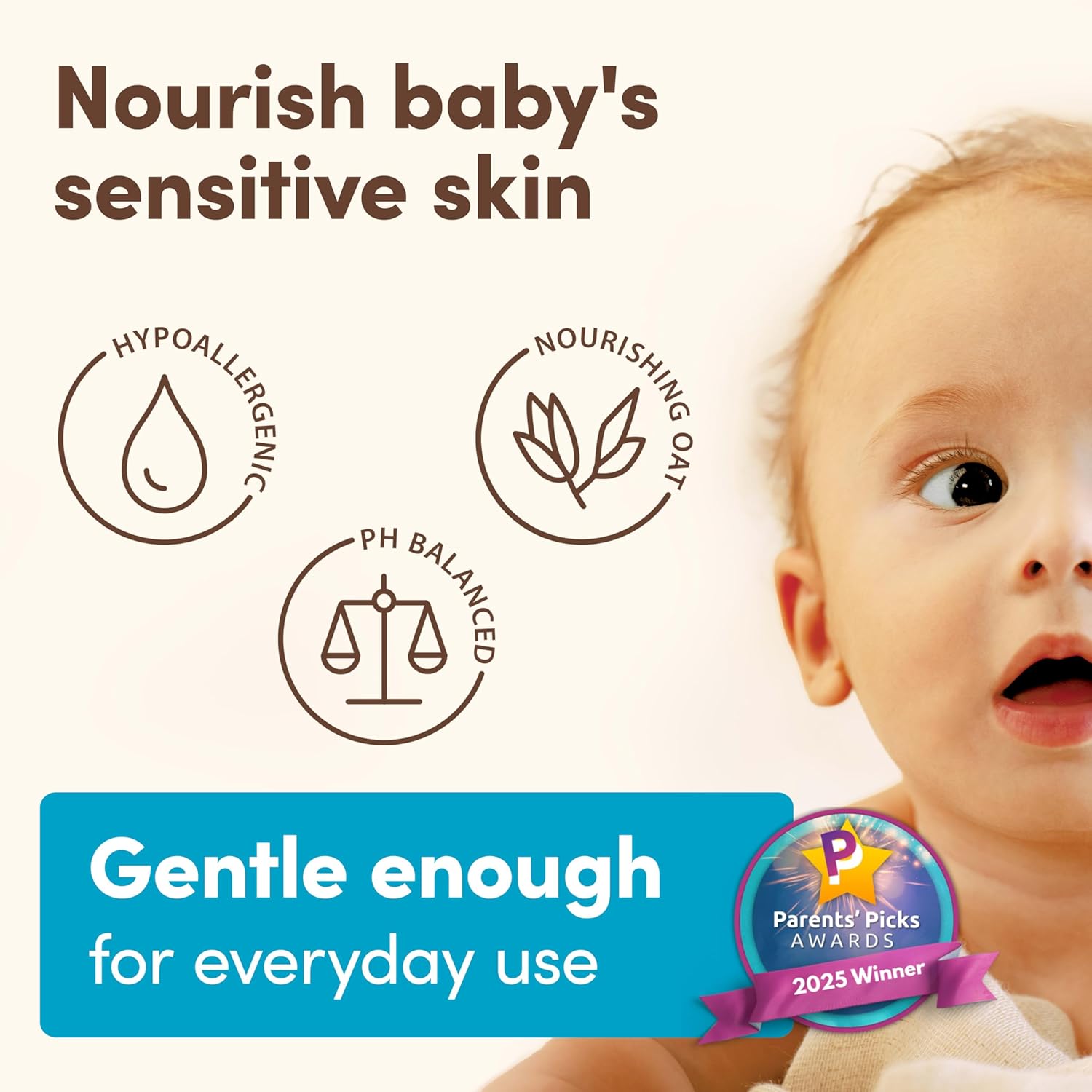 Aveeno Baby Daily Moisture Wash & Shampoo 976ml bottle for sensitive skin