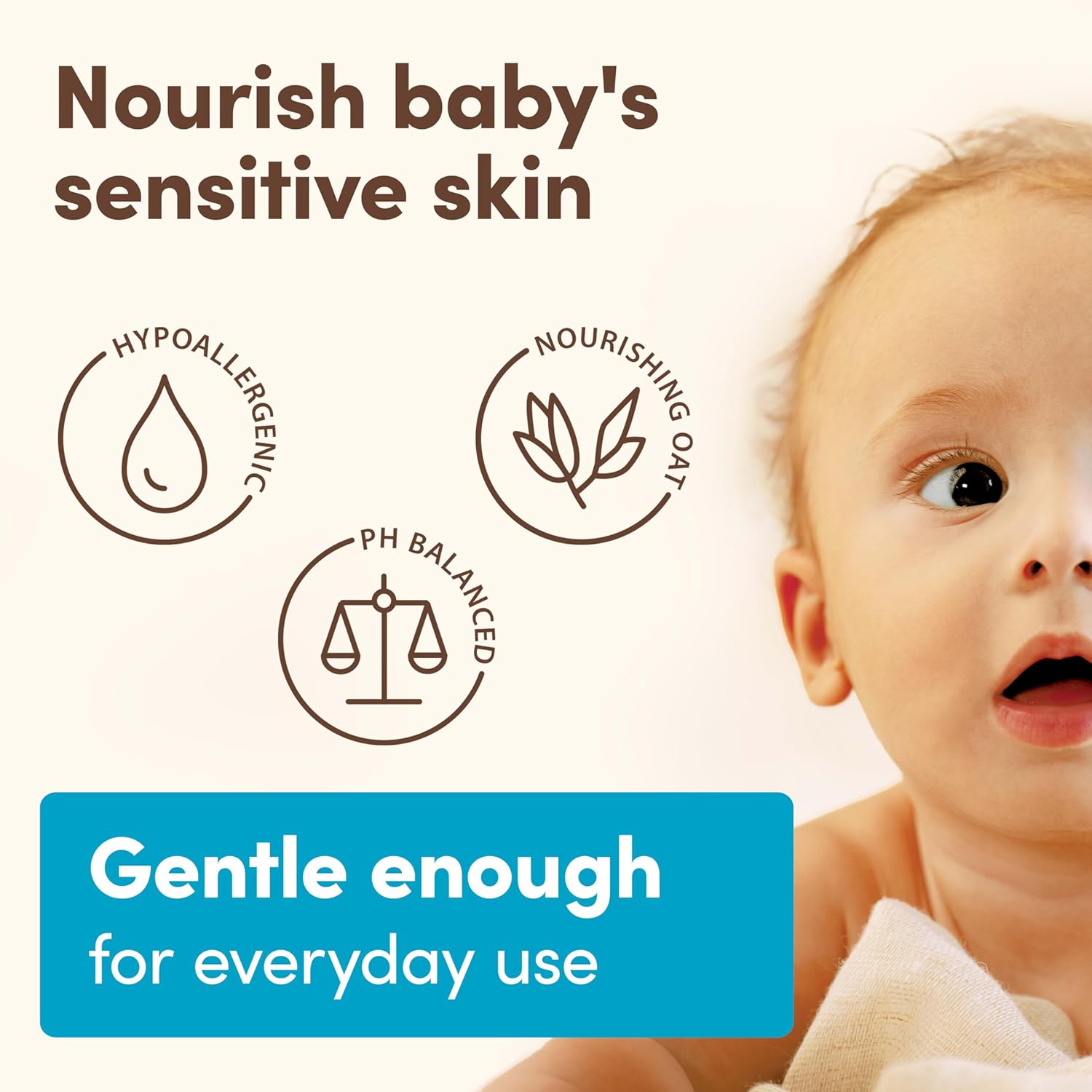 Baby Daily Moisture Wash and Shampoo lightly scented 12 fluid ounce bottle