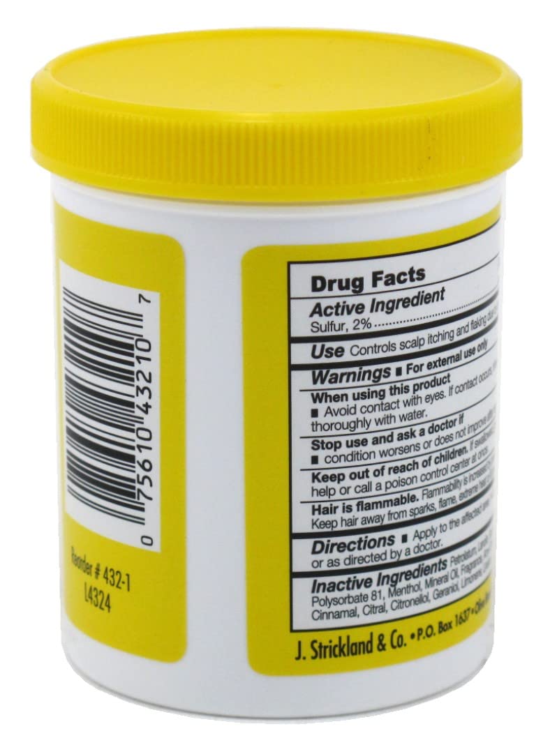 Sulfur-8 anti-dandruff hair and scalp conditioner 7.25 ounce jar with yellow lid
