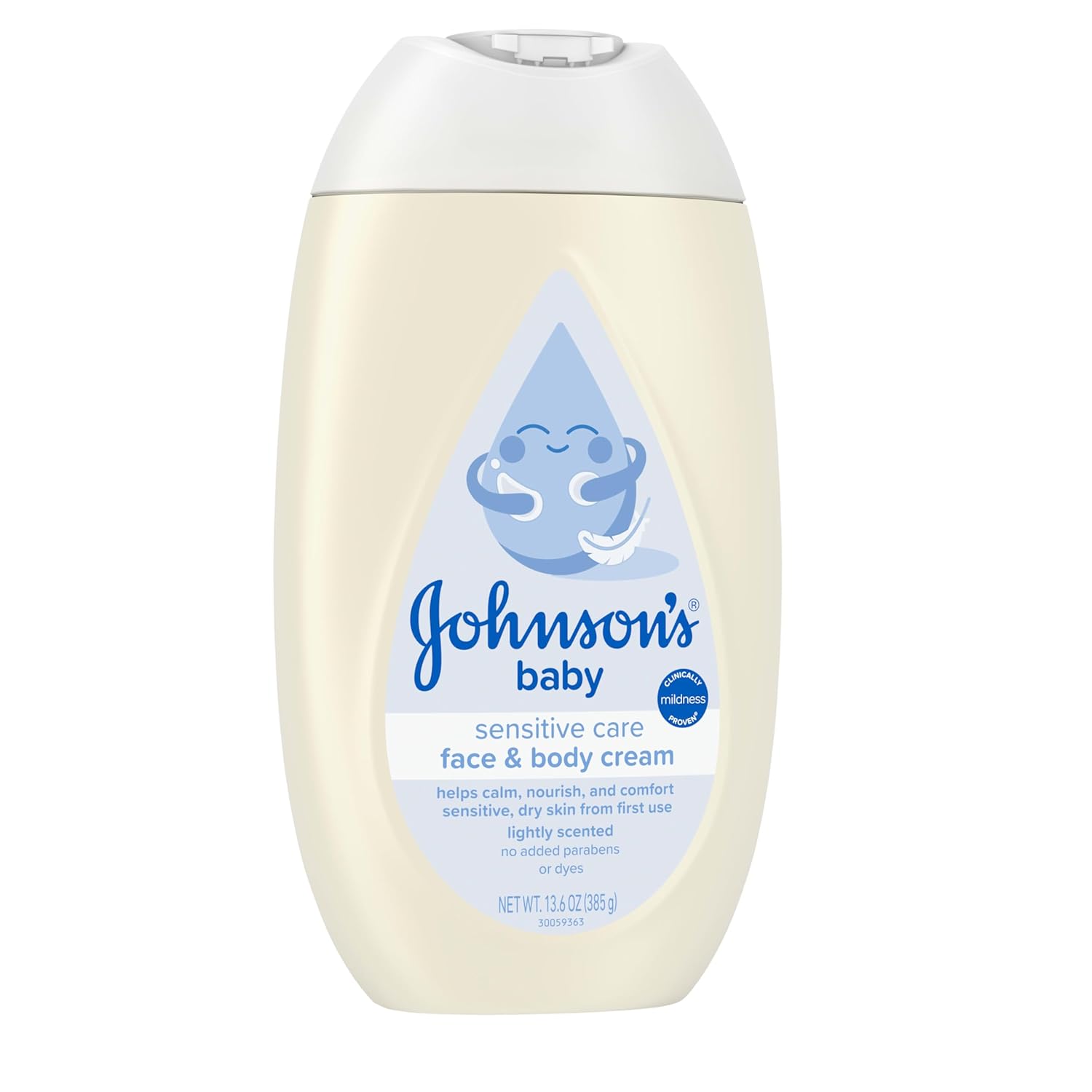Johnsons baby Sensitive Care Face & Body Cream 13.6oz bottle, lightly scented