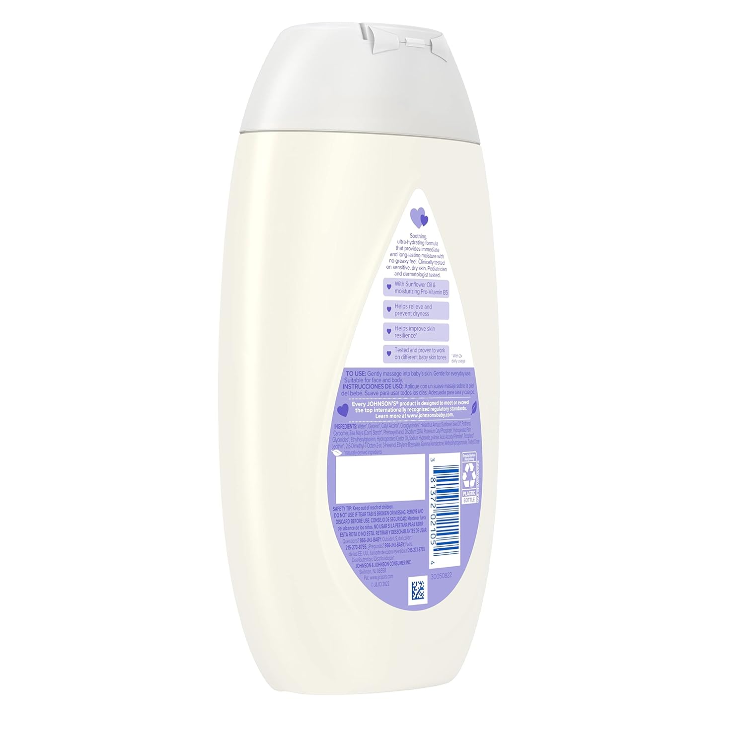 Johnsons Sensitive Care Face and Body Cream 13.6oz bottle with purple label
