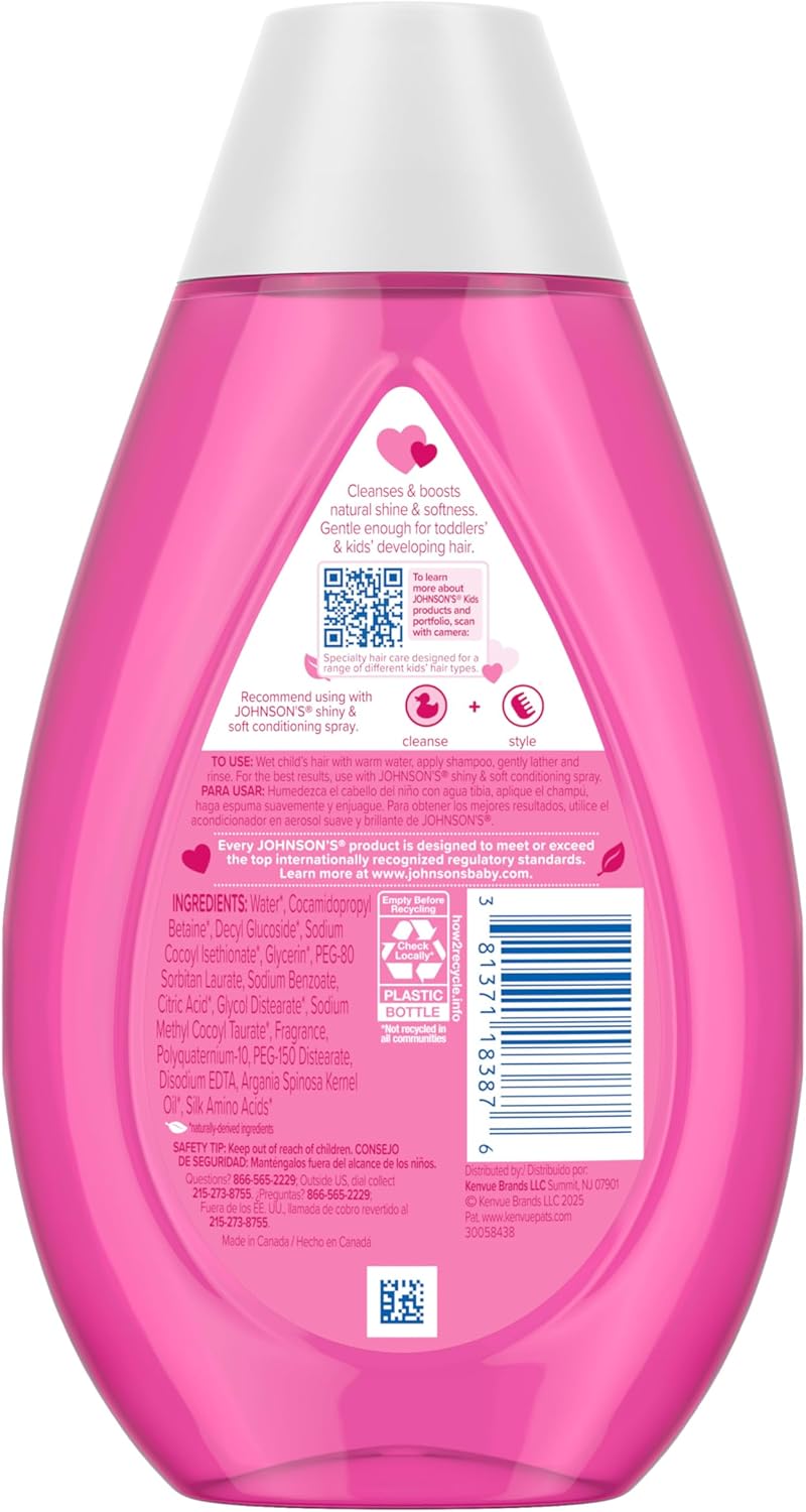 Johnson's Kids Shampoo 13.6oz pink bottle for shiny and soft hair