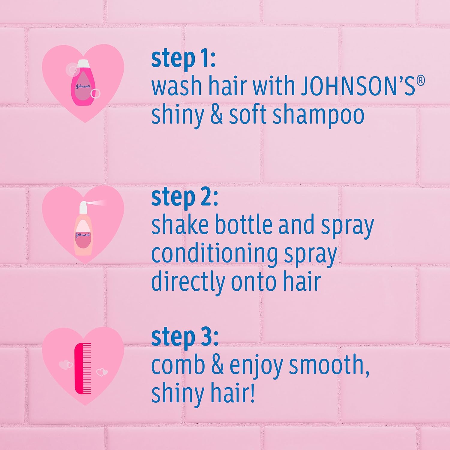 Johnsons Kids Shiny and Soft Shampoo 13.6oz pink bottle with pump dispenser
