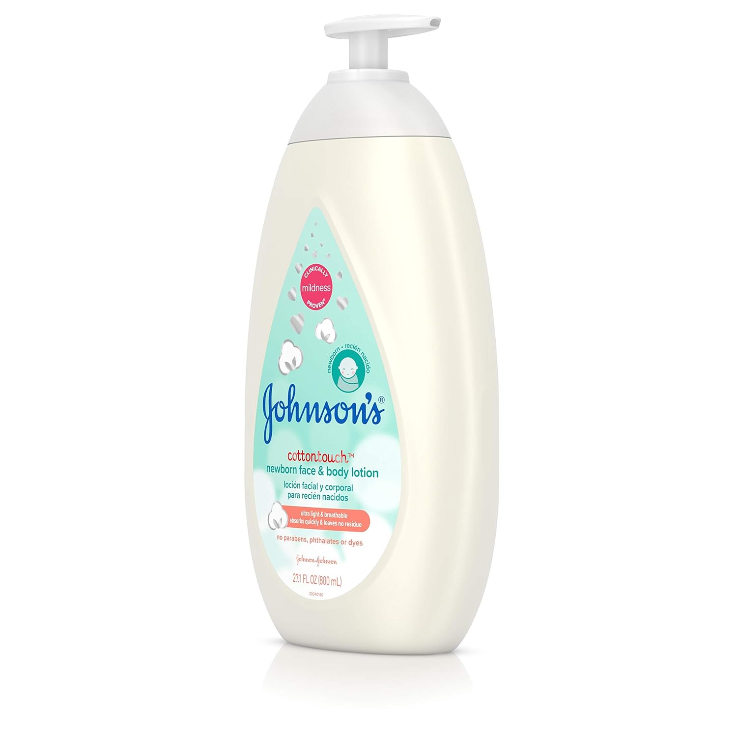 Johnson's Cotton Touch newborn face and body lotion 800ml pump bottle