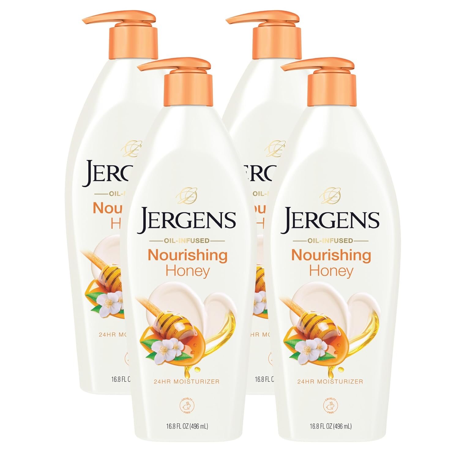 Jergens Oil-Infused Nourishing Honey 16.8oz moisturiser with pump dispenser