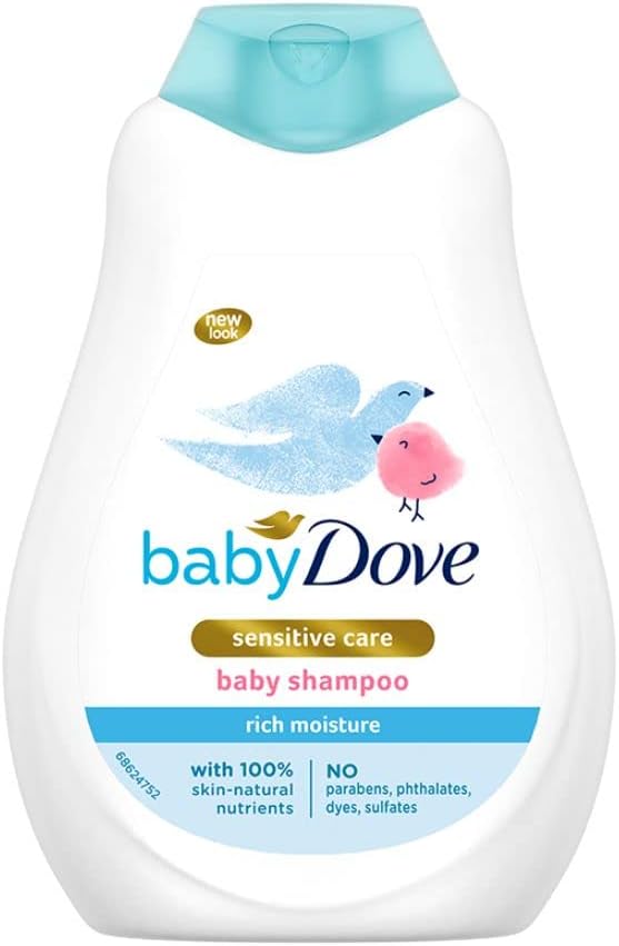 Baby Dove sensitive care baby shampoo rich moisture bottle with turquoise cap