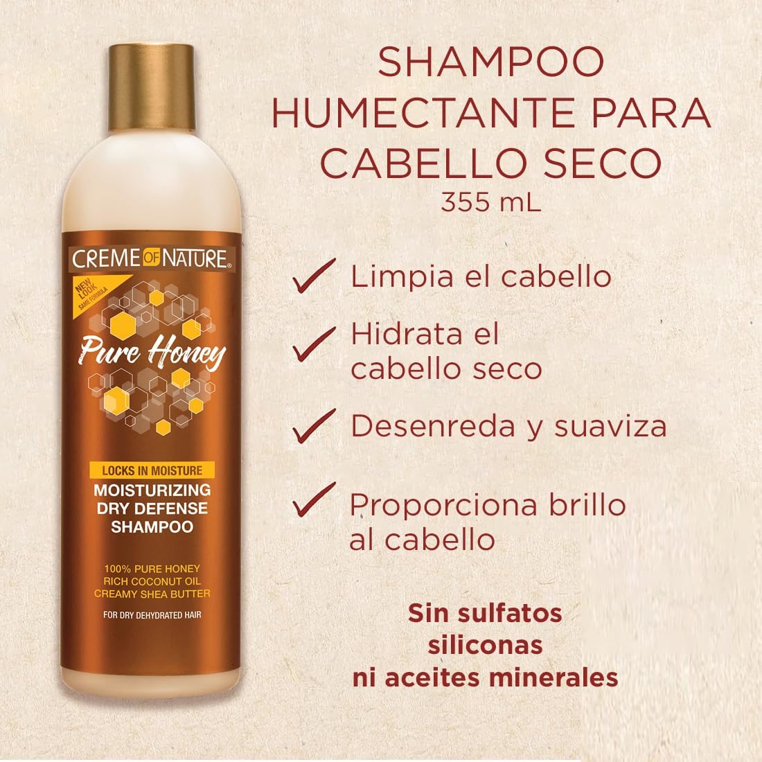 Creme of Nature Pure Honey Moisturising Dry Defense Shampoo 355ml bottle