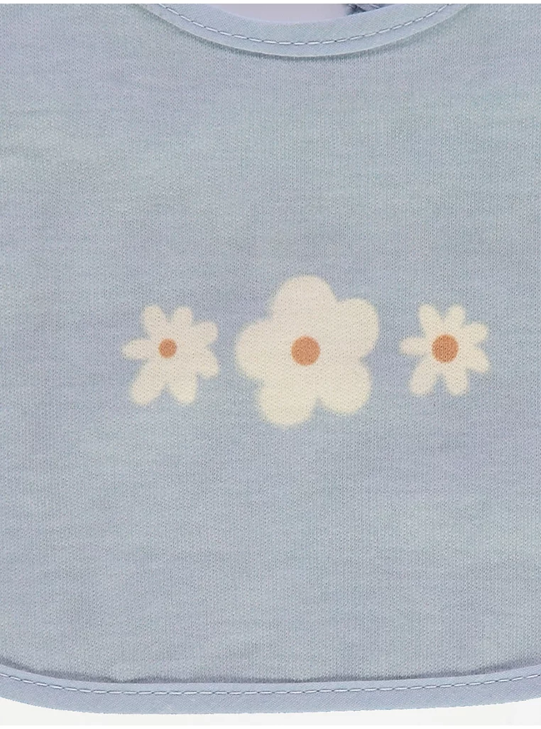 George 5pack cloth bibs with white daisy flower print, unisex blue design