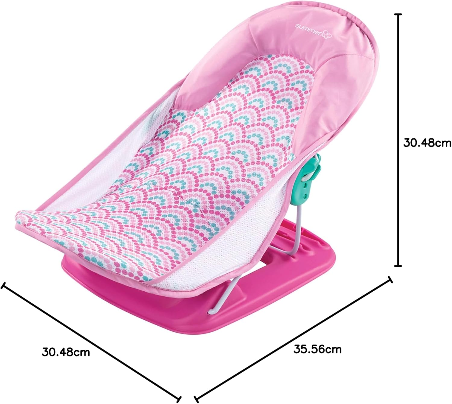 Summer Infant Deluxe Baby Bather pink with patterned sling seat