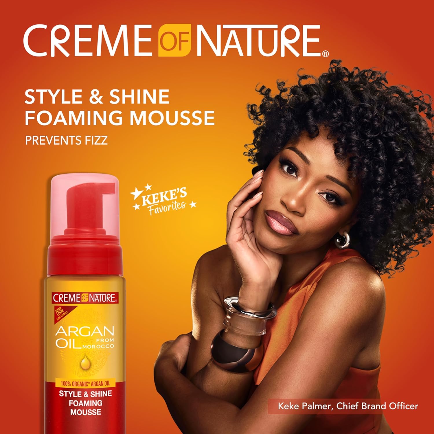 Creme of Nature Argan Oil Style & Shine Foaming Mousse 207ml with red pump dispenser bottle