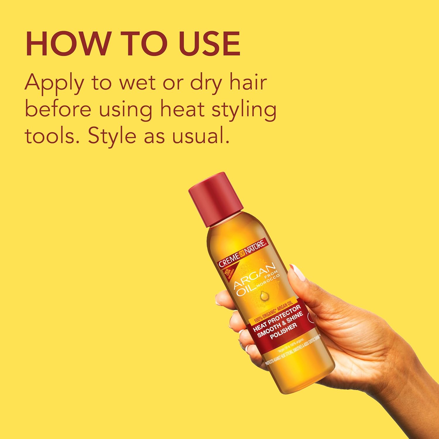 Creme of Nature Argan Oil heat protector smooth and shine polisher 118ml bottle