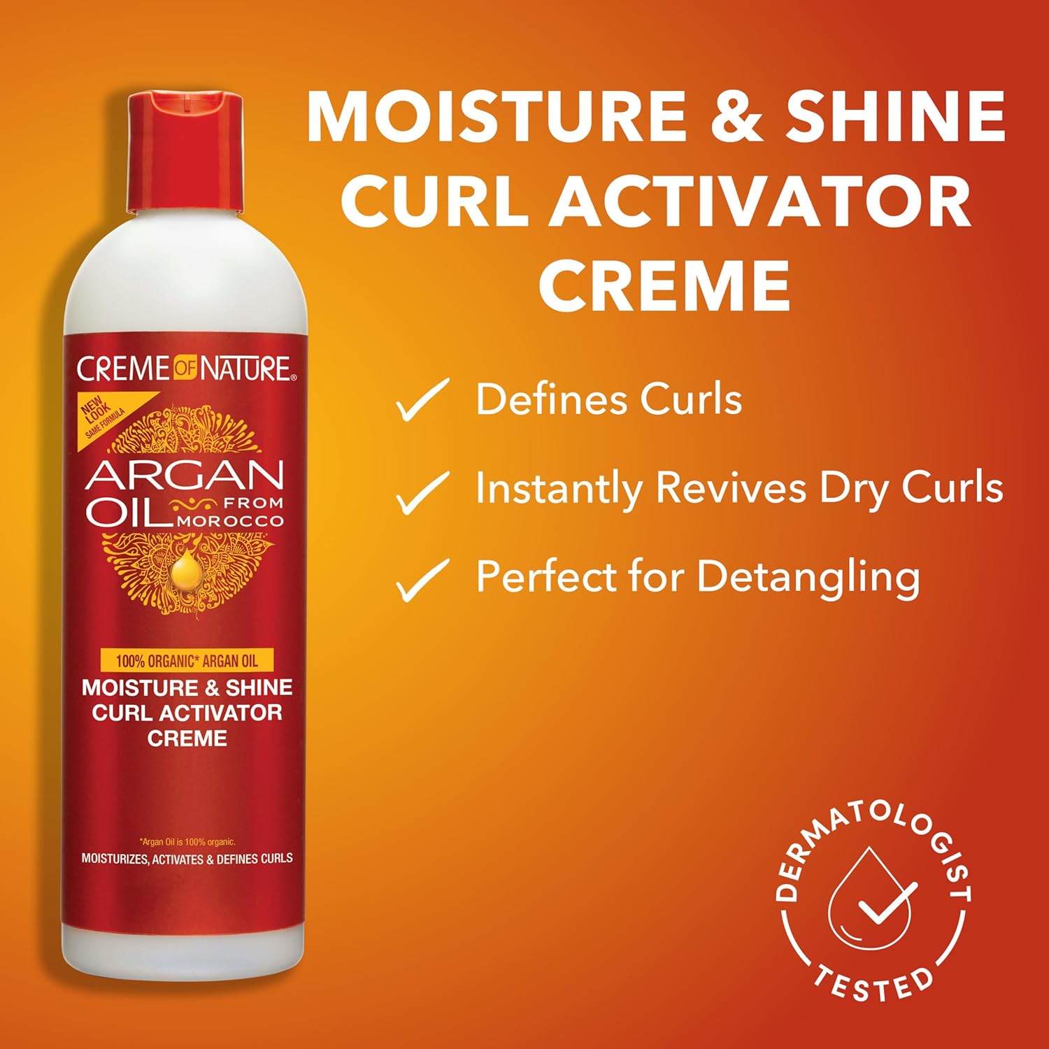 Creme of Nature Argan Oil Moisture & Shine Curl Activator Creme bottle with red cap
