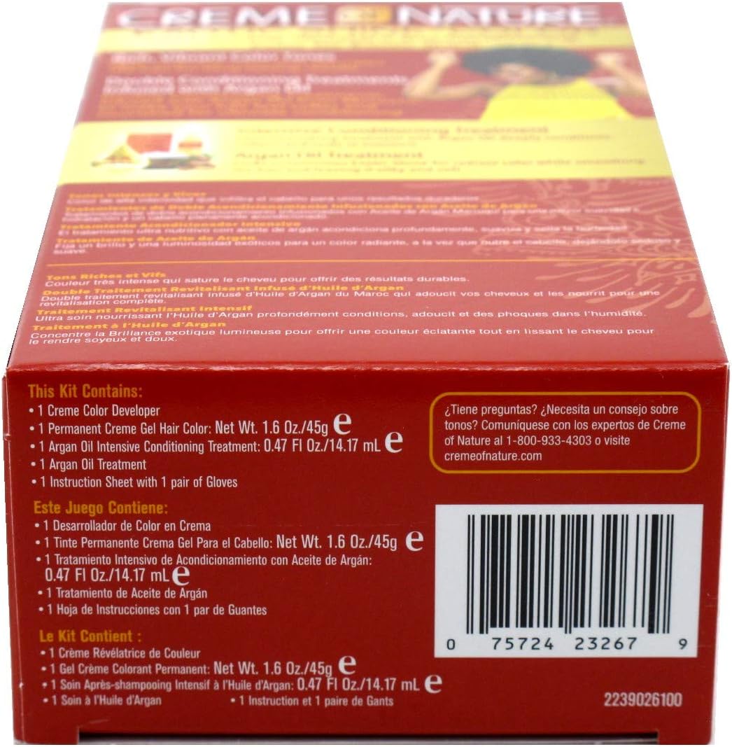 Creme Of Nature Color #1.0 Intense Black permanent hair dye kit with argan oil