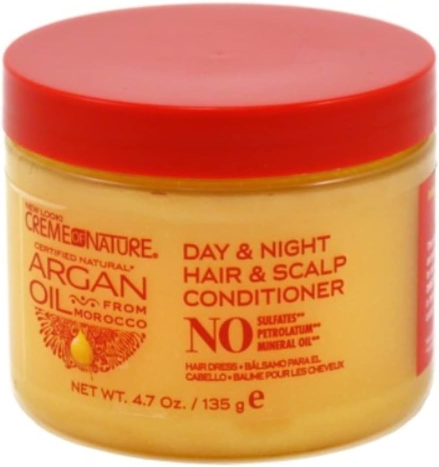 Creme of Nature Argan Oil Day & Night Hair & Scalp Conditioner 135g jar with red lid