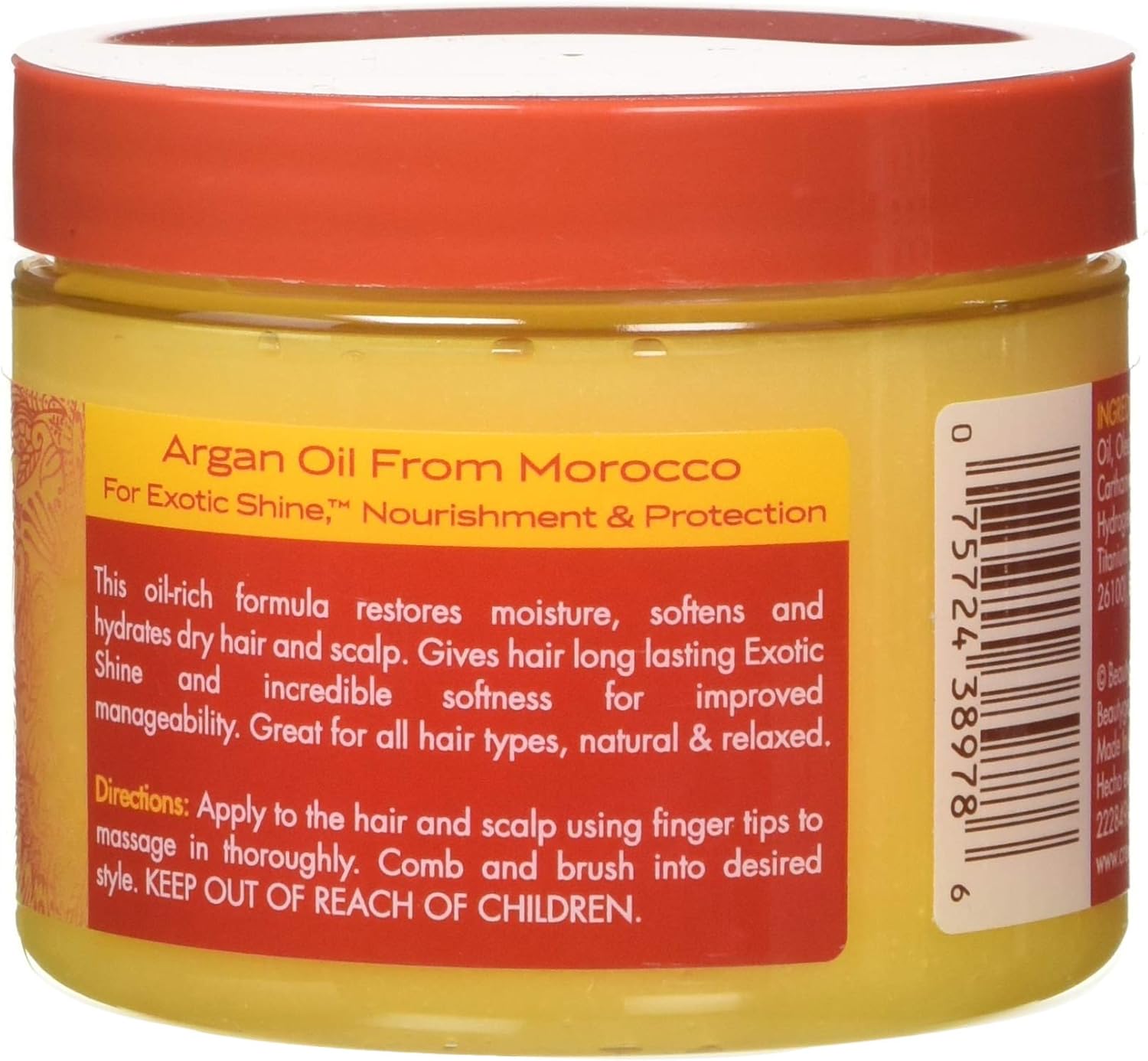 Creme of Nature Argan Oil Day & Night Hair & Scalp Conditioner jar with red lid