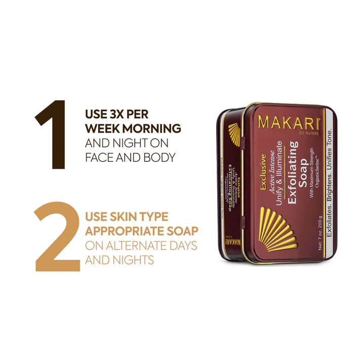 Makari Exclusive Active Intense Unify Illuminate exfoliating soap bar burgundy packaging