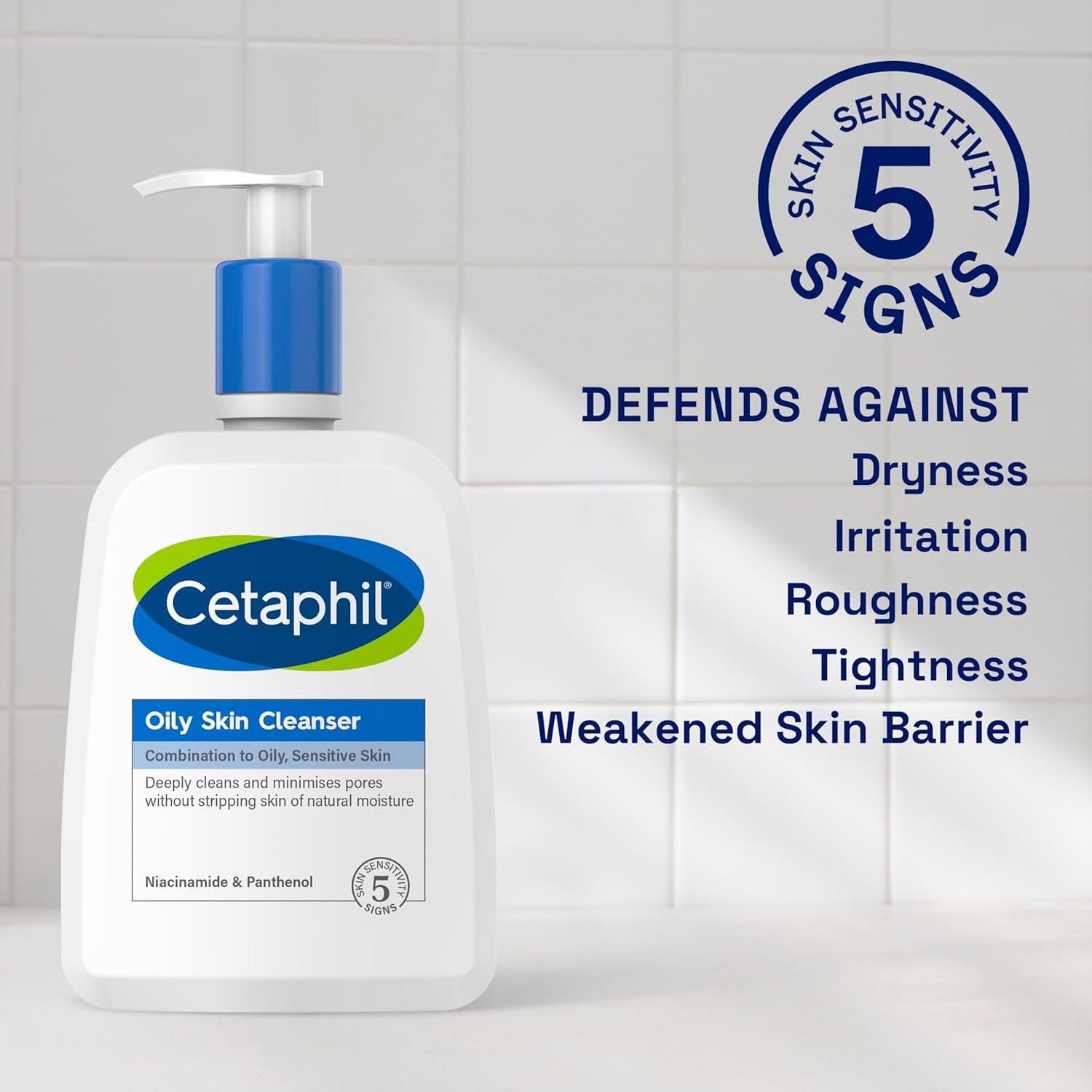 Cetaphil Oily Skin Cleanser 473ml pump bottle white