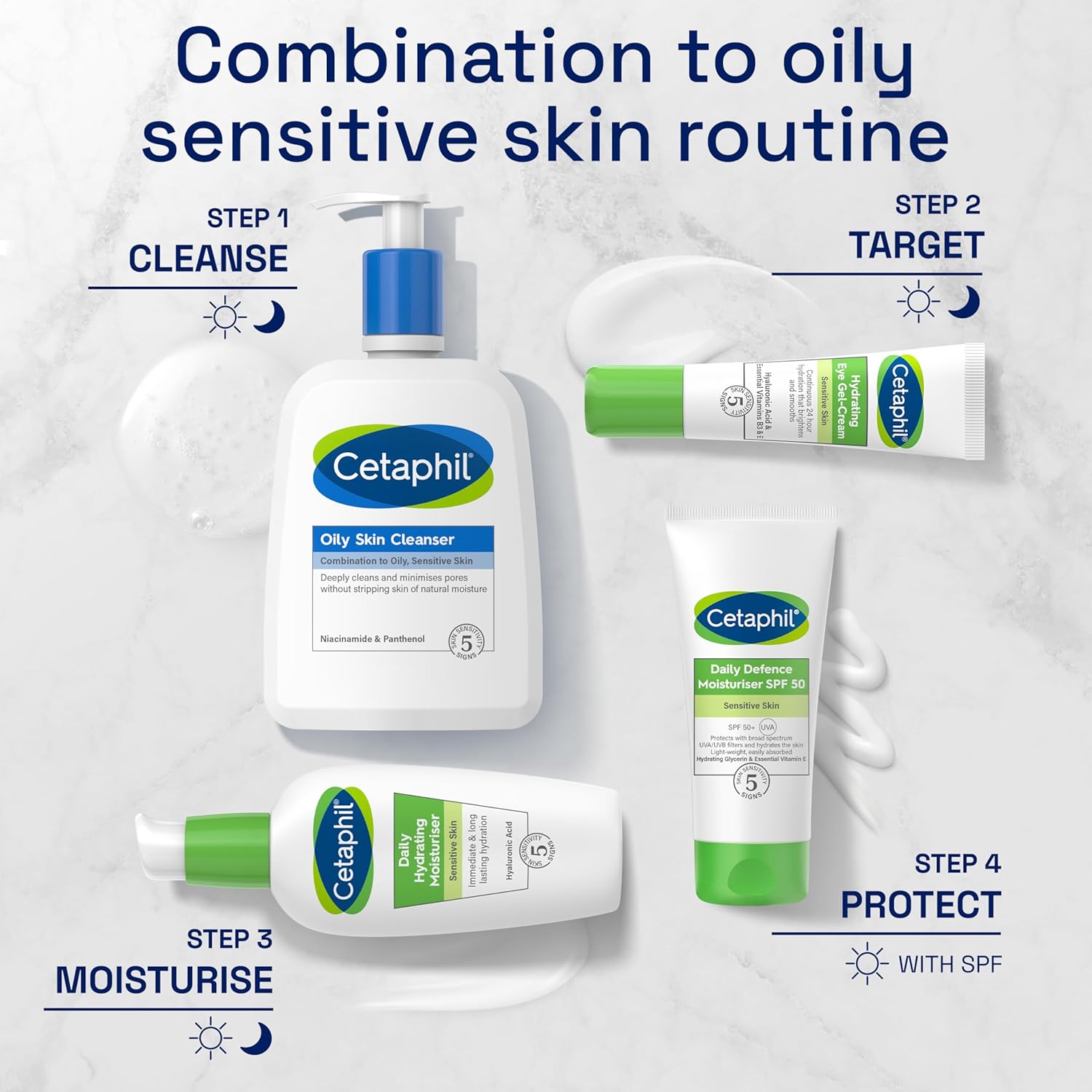Cetaphil Oily Skin Cleanser 473ml white pump bottle with blue label