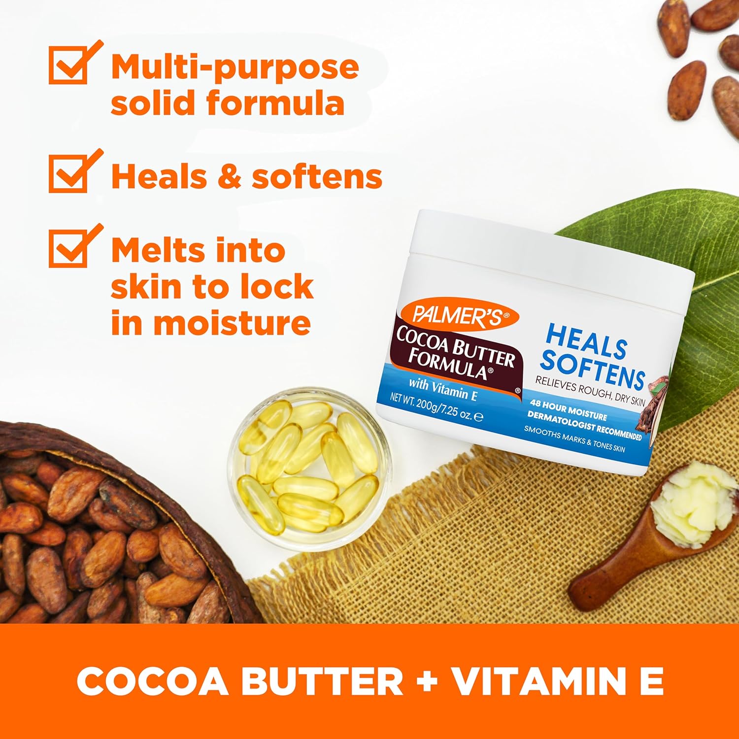 Palmer's Cocoa Butter Formula Daily Skin Therapy Solid Balm 200g with Vitamin E