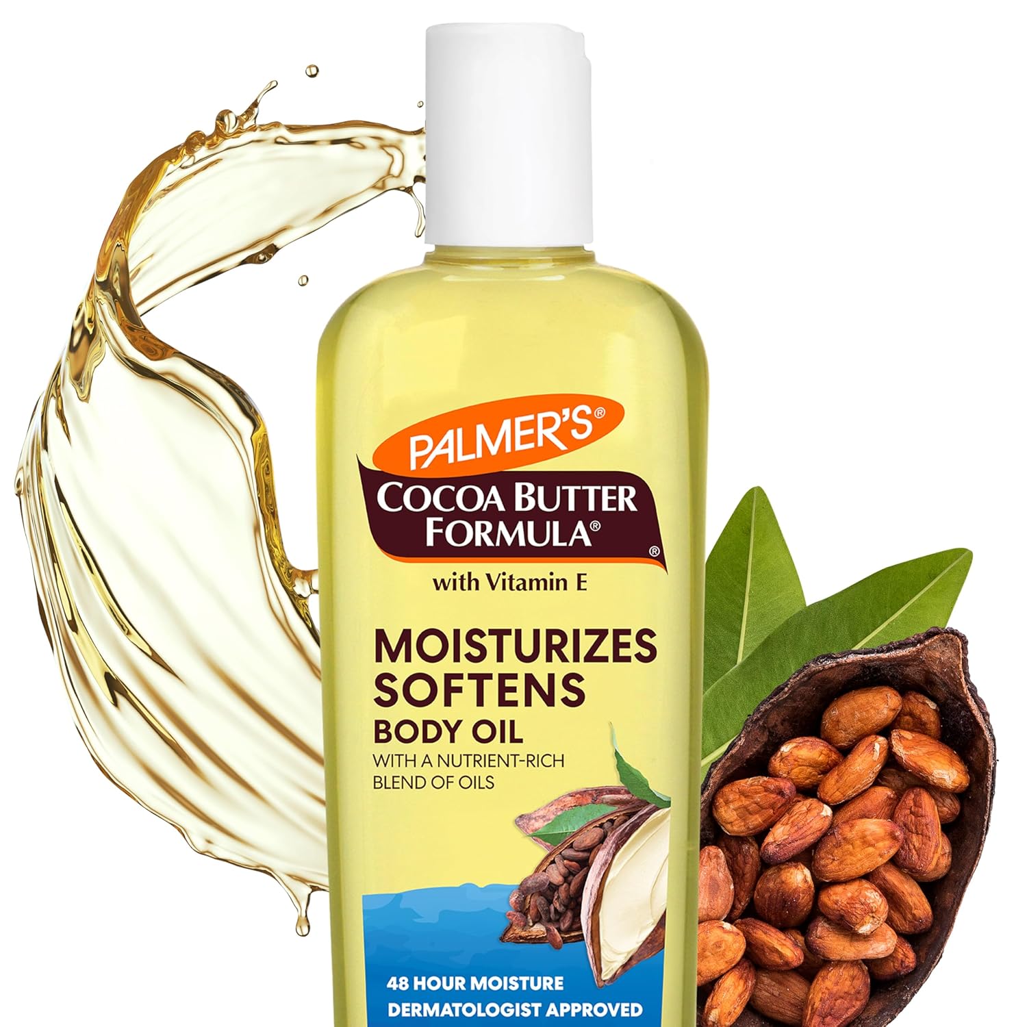 Palmer's Cocoa Butter Formula yellow moisturising body oil 250mL bottle with white cap
