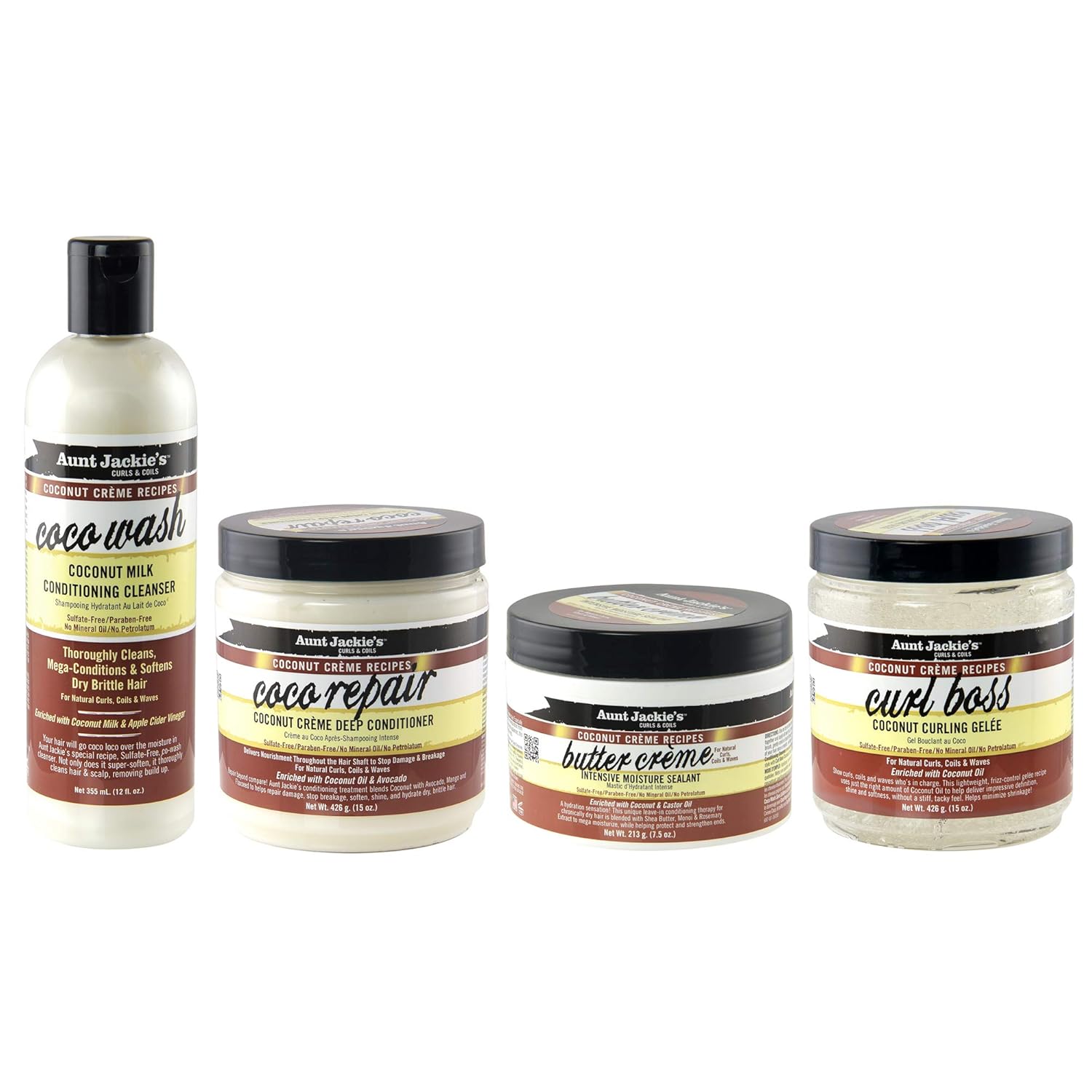Aunt Jackie's Coconut Creme Deep Conditioner 15oz jar with black lid