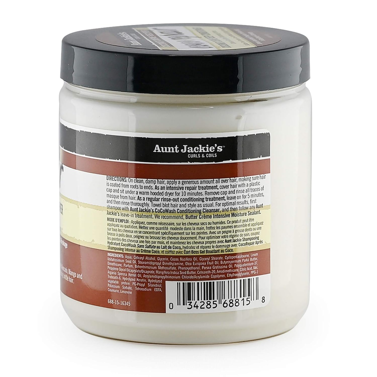 Aunt Jackie's Coconut Creme deep conditioner 15oz jar with black lid