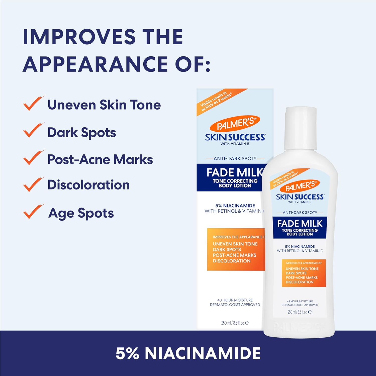Palmer's Skin Success Anti-Dark Spot Fade Milk tone correcting body lotion 250ml bottle