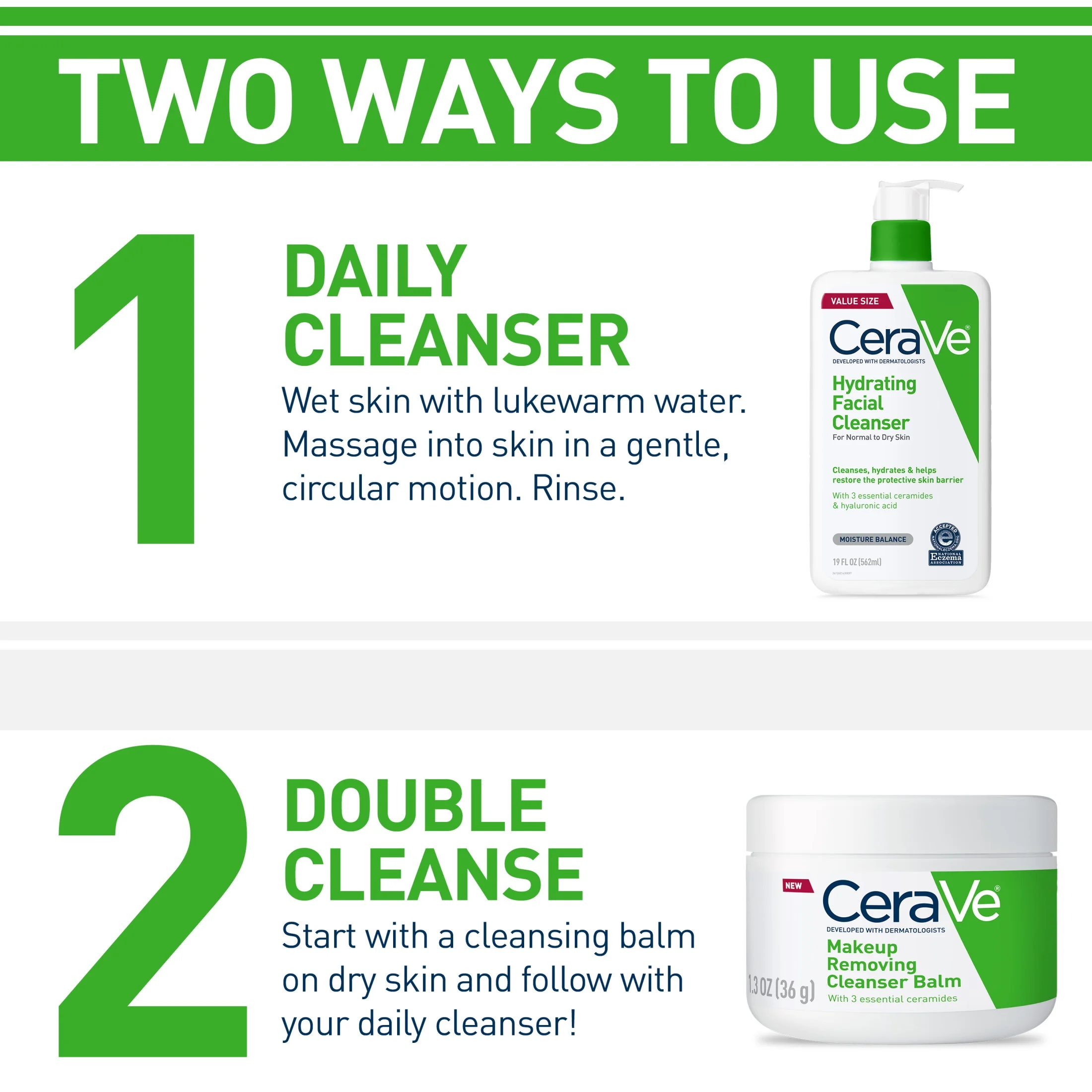CeraVe Hydrating Facial Cleanser 236ml pump bottle with green branding