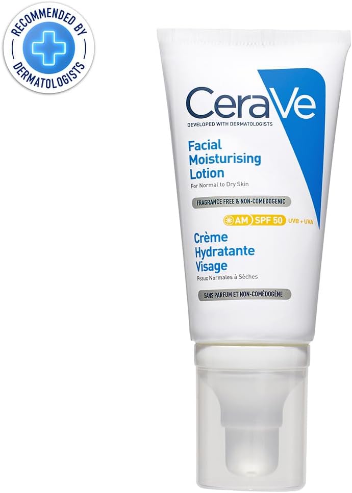 CeraVe AM Facial Moisturising Lotion SPF 50 normal to dry skin 52ml tube