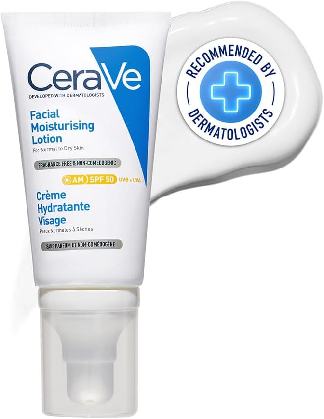 CeraVe AM Facial Moisturising Lotion SPF 50 normal to dry skin 52ml tube