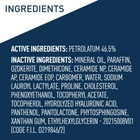 Product ingredients list showing active and inactive components for skincare formulation