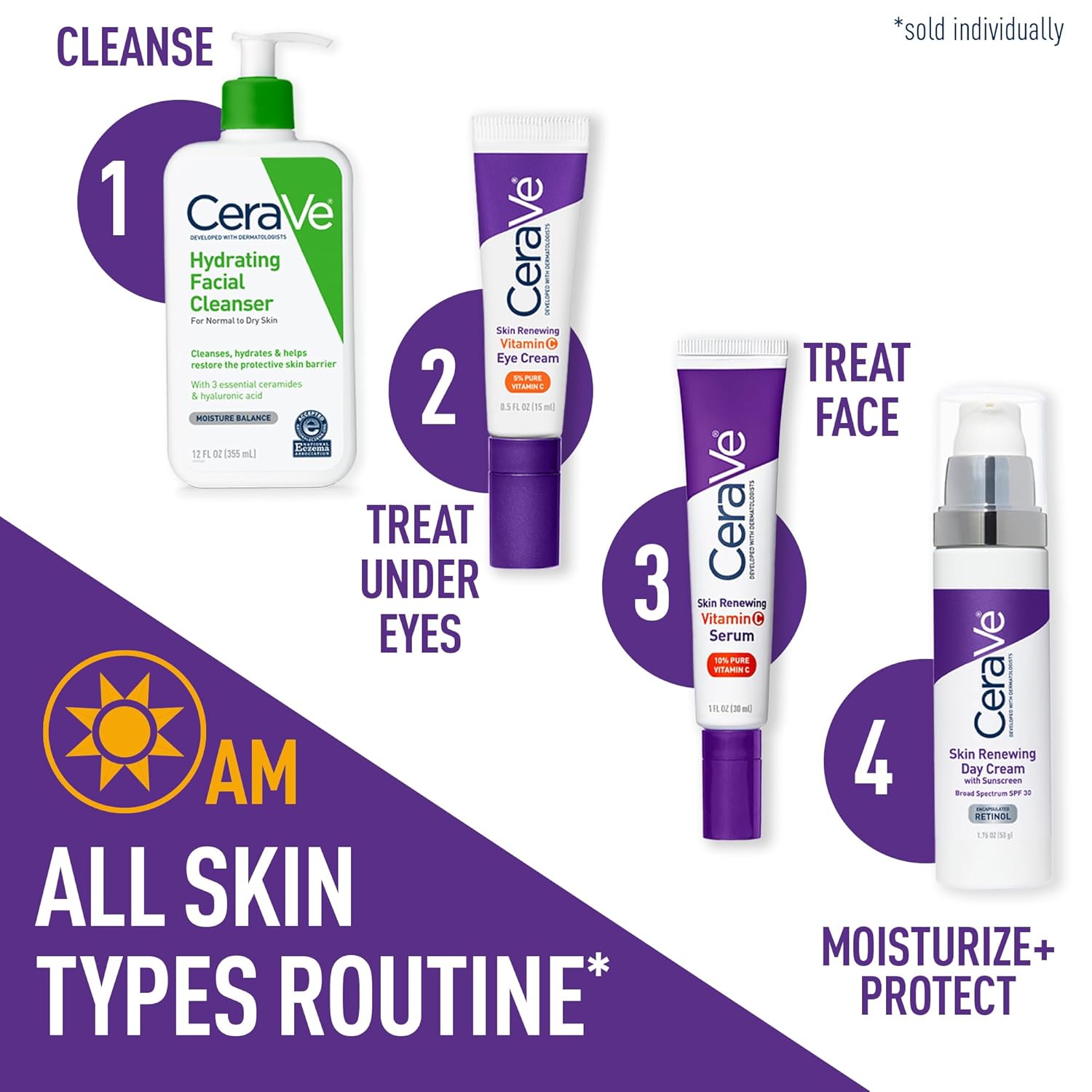 CeraVe Skin Renewing Vitamin C Eye Cream 15ml purple tube with white cap