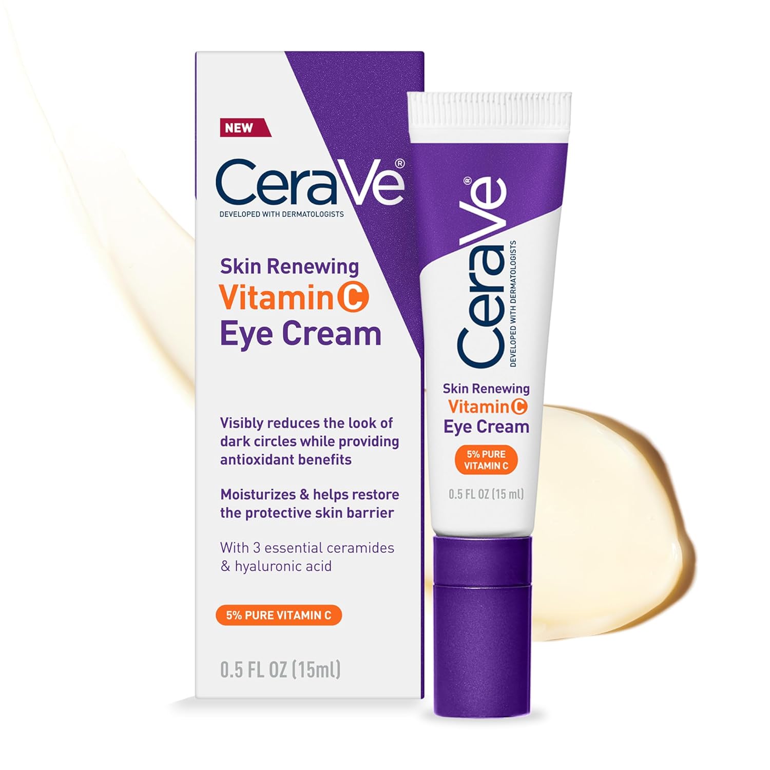 CeraVe Skin Renewing Vitamin C Eye Cream 15 ml with purple tube and box