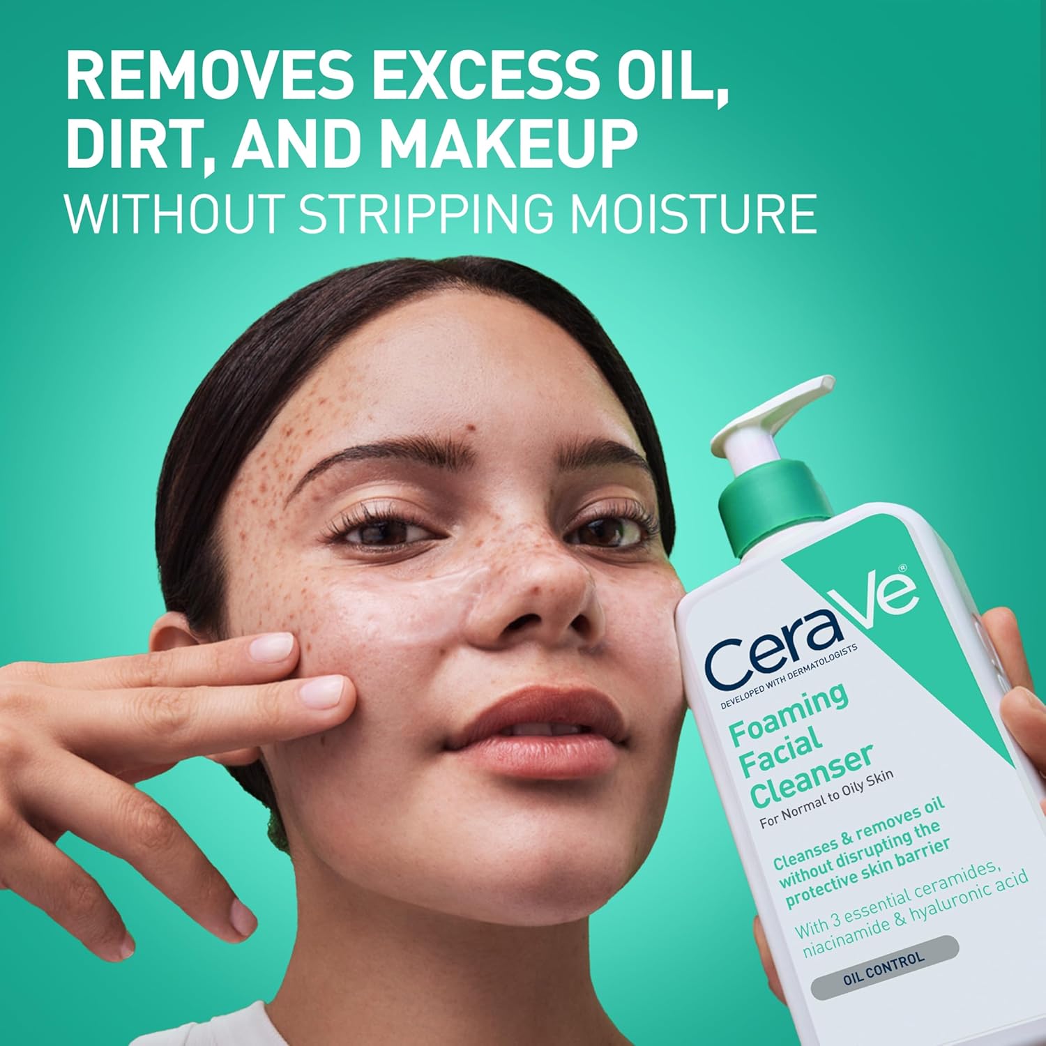 CeraVe Foaming Facial Cleanser 355ml white and green pump bottle