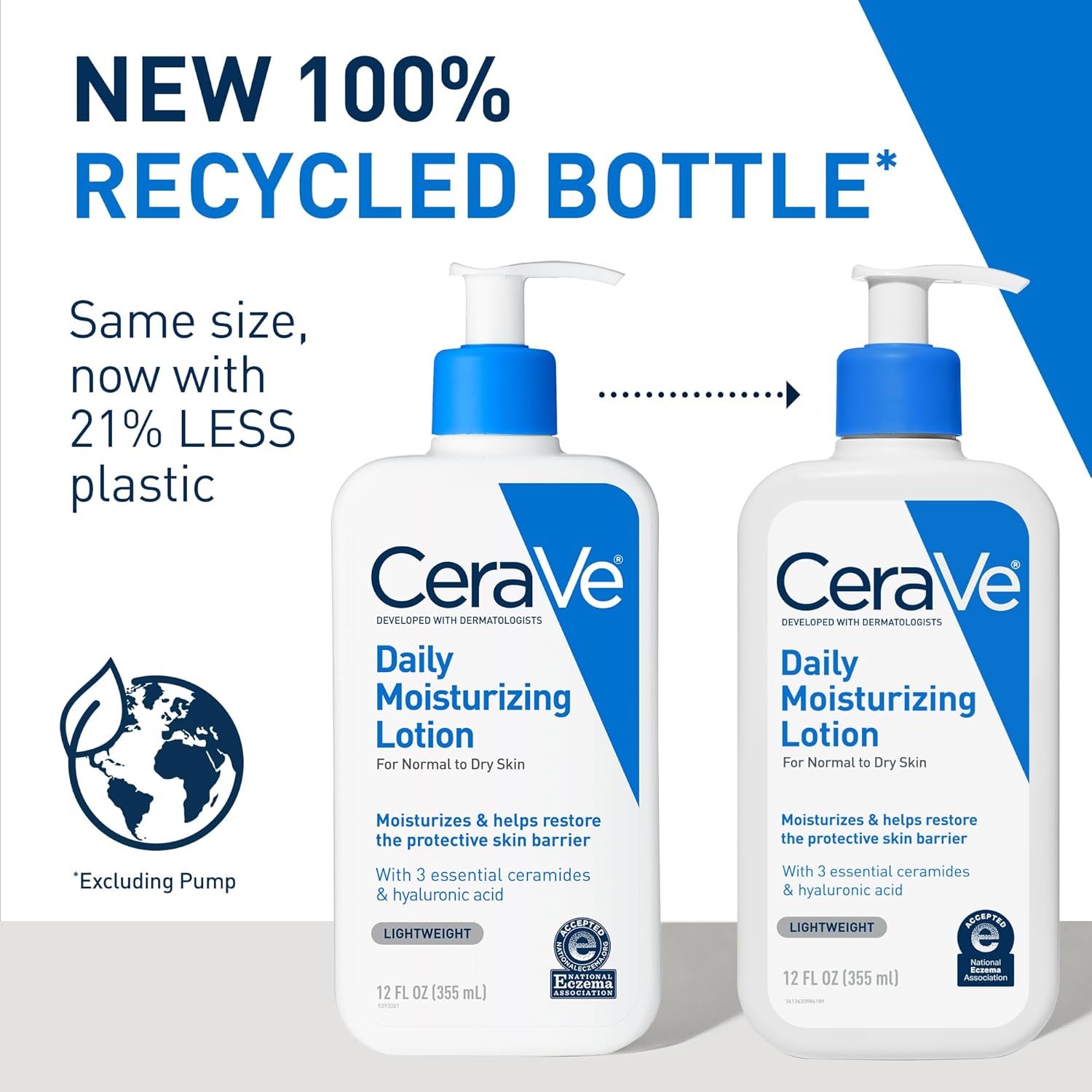 CeraVe Daily Moisturising Lotion 355ml pump bottle with recycled packaging