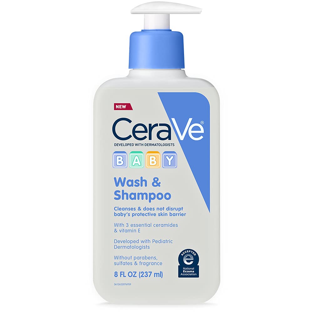 CeraVe Baby Wash & Shampoo 8 fl oz pump bottle with blue cap