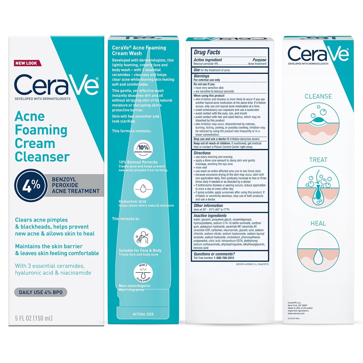 CeraVe Acne Foaming Cream Cleanser 150ml with 4% benzoyl peroxide