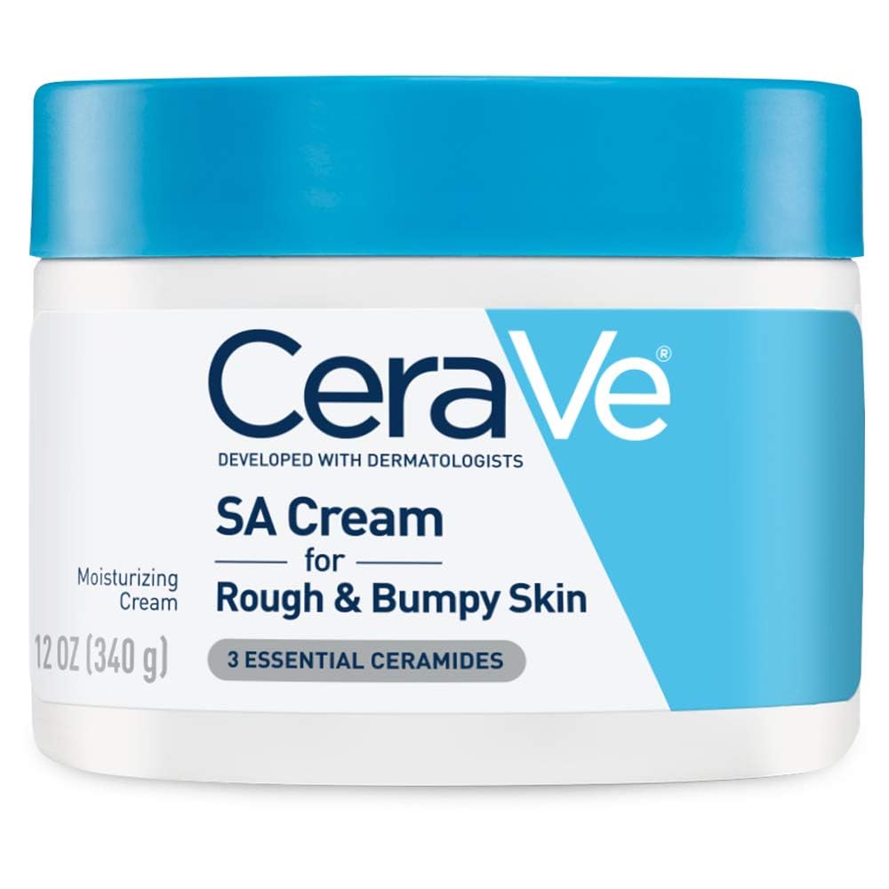 CeraVe SA Smoothing Cream 340g jar with blue lid for rough bumpy skin