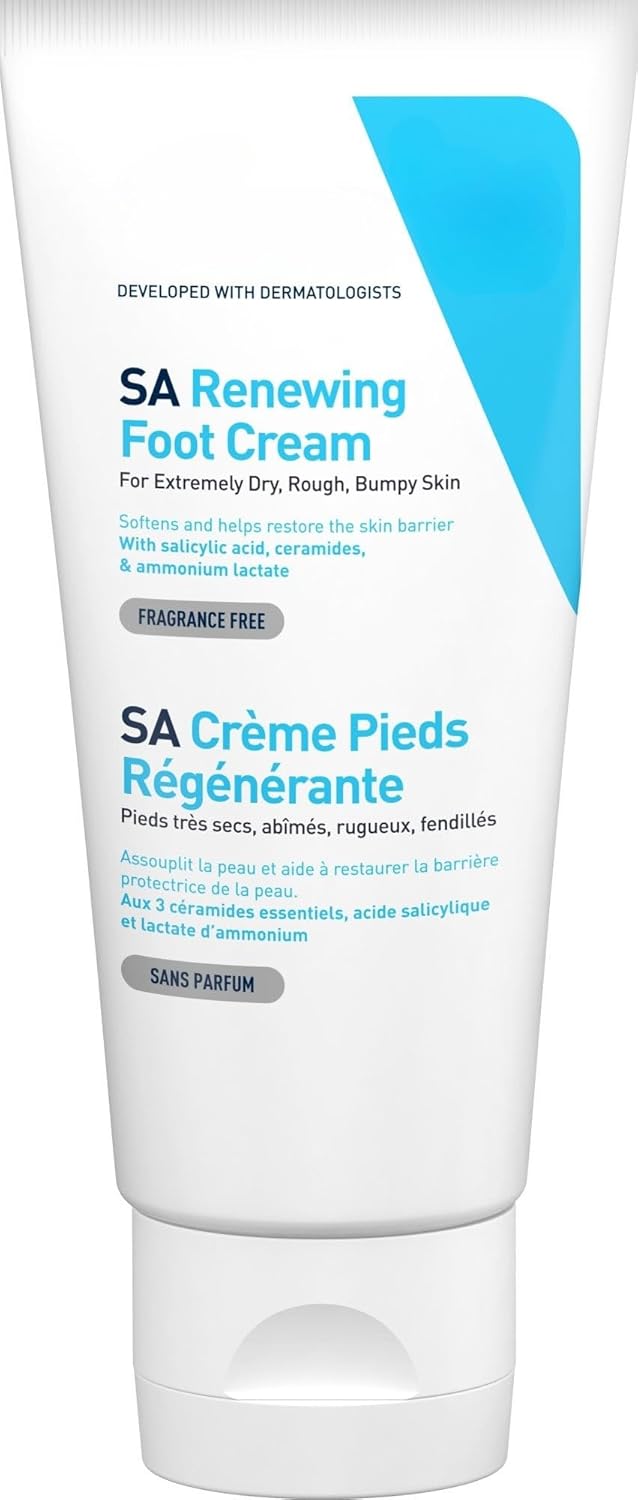 CeraVe SA Renewing Foot Cream for dry, rough, bumpy skin, fragrance free