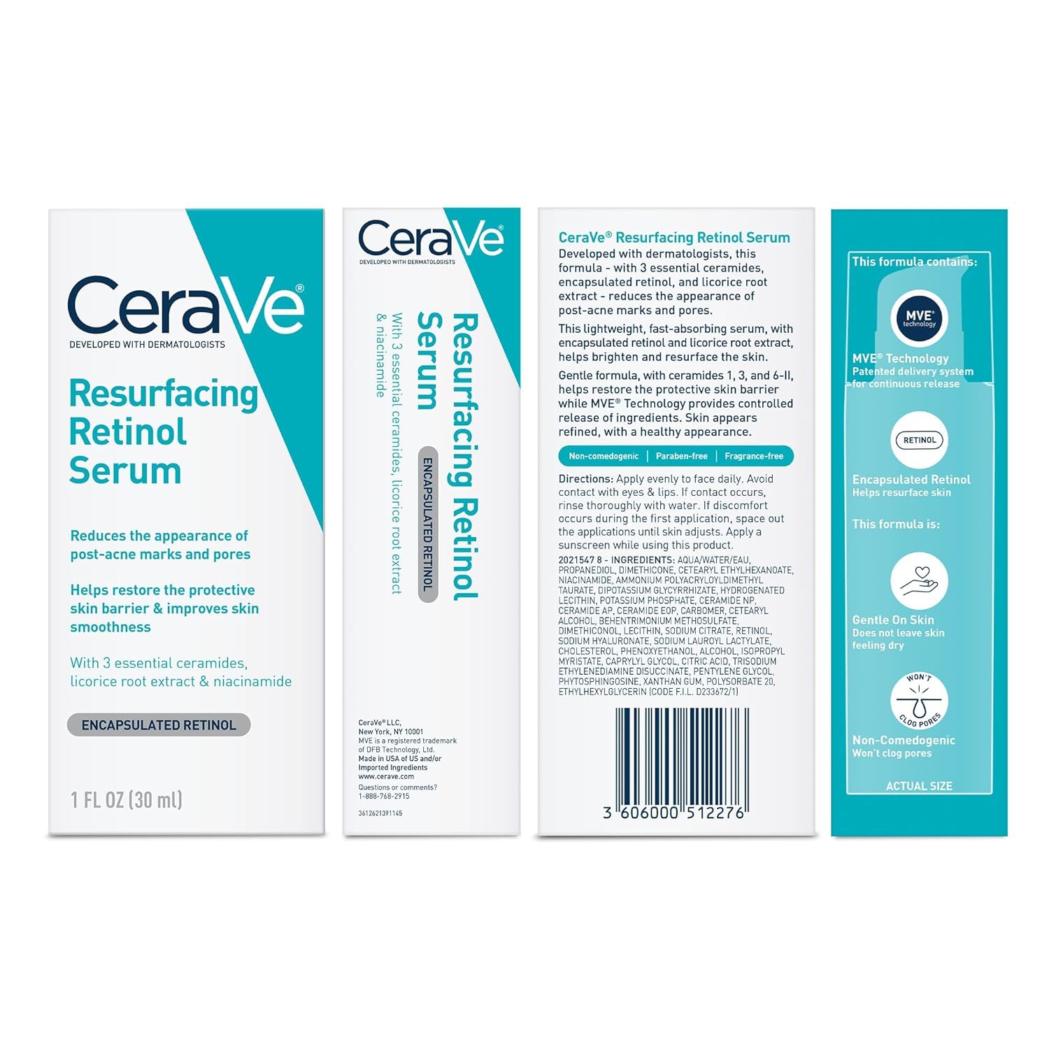 CeraVe Resurfacing Retinol Serum 30ml bottle with teal and white packaging