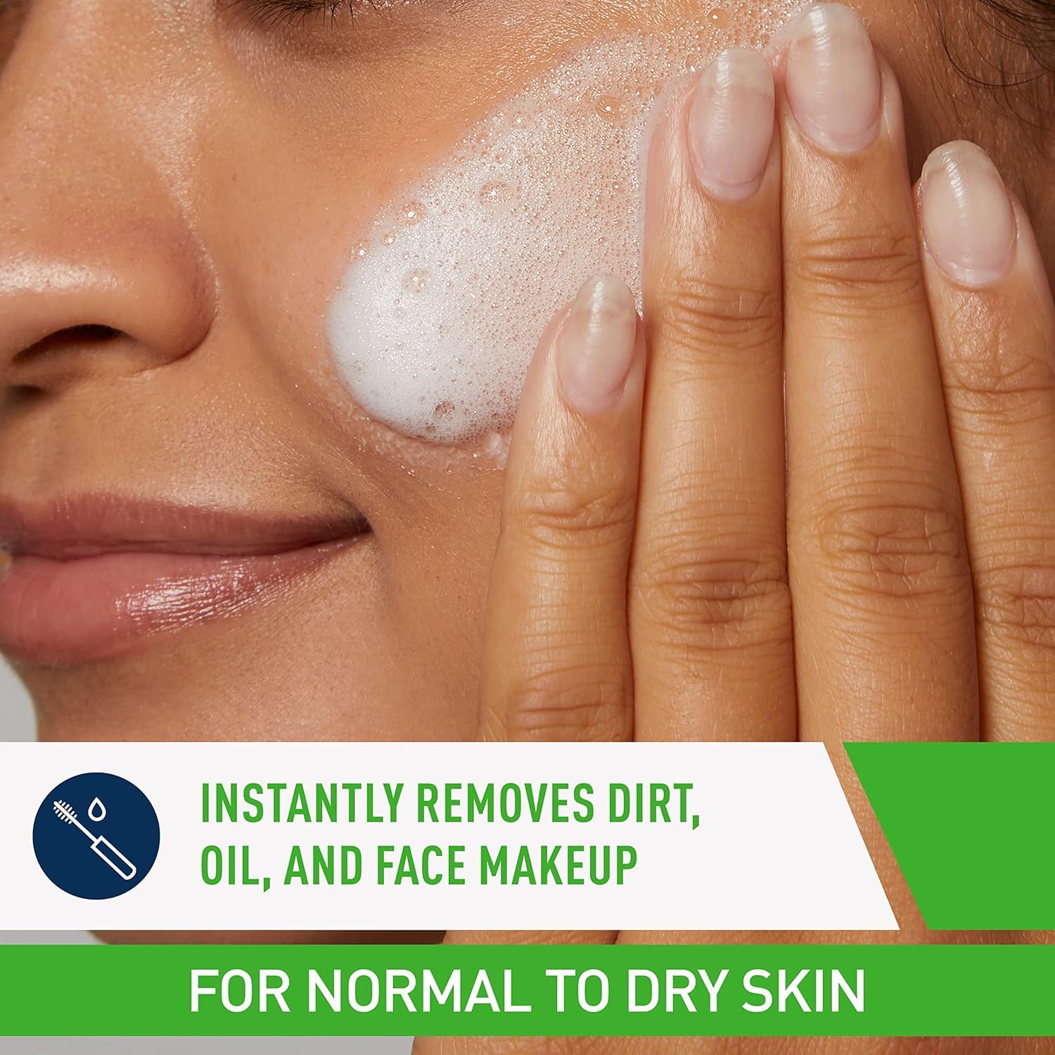 CeraVe Hydrating Cream-to-Foam Cleanser 355ml being applied to face