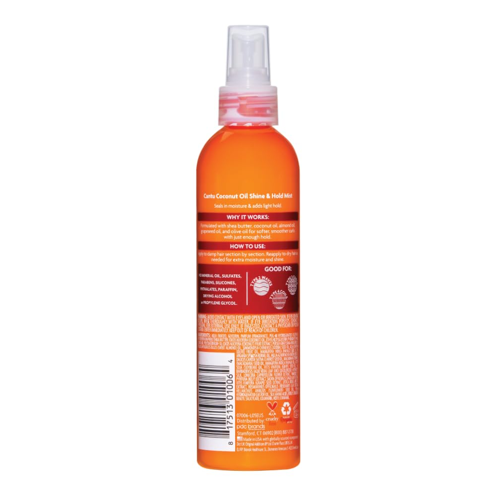 Cantu Coconut Oil Shine & Hold Mist 8 fl oz spray bottle for natural hair